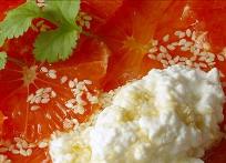 Pink Grapefruit with Cottage Cheese and Honey Recipe
