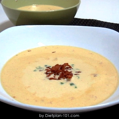 Creamy Cheddar Soup with Crumbled Bacon (Atkins Diet Phase 2 Recipe)