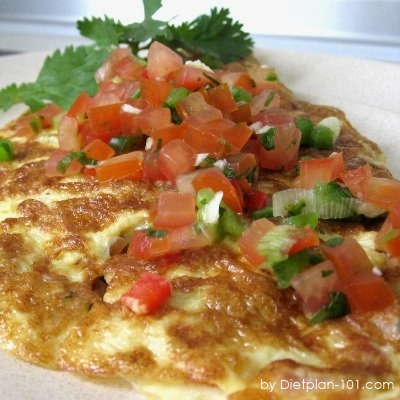 Ham Mushroom Cheese Omelet with Tomato Salsa (South Beach Phase 1 Recipe)