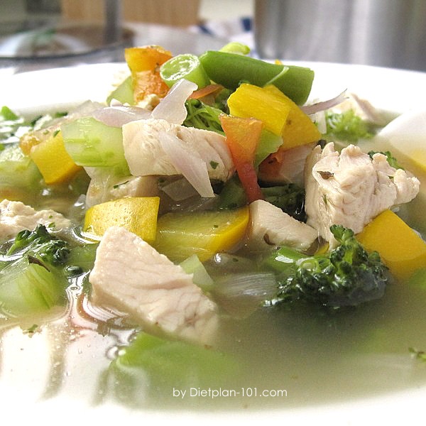 Mixed Veggies Green Bean Chicken Soup (South Beach Phase 1 Recipe)