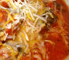 Pepperoni Mushroom Pizza Soup (South Beach Phase 2 Recipe)