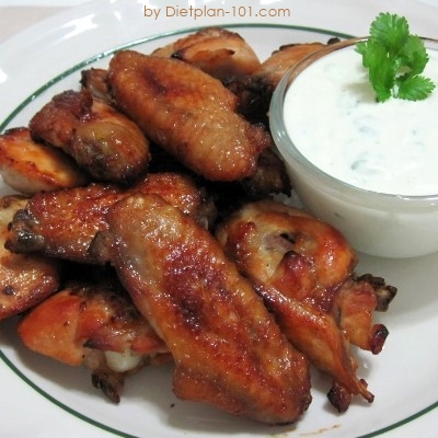 Baked Buffalo Wings with Blue Cheese Dip (Atkins Diet Phase 1 Recipe)